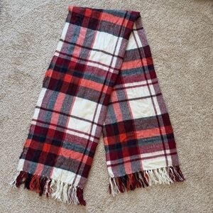 Abercrombie & Fitch Red Multicolor Plaid Blanket Scarf OS
